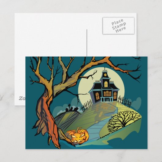 Spooky Haunted House Briefkaart (Voorkant / Achterkant)