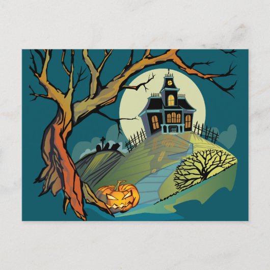 Spooky Haunted House Briefkaart (Voorkant)