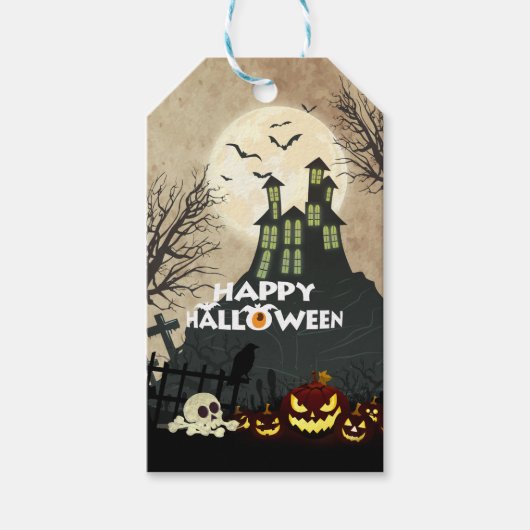 Spooky Haunted House Costume Night Sky Halloween Cadeaulabel (Voorkant)