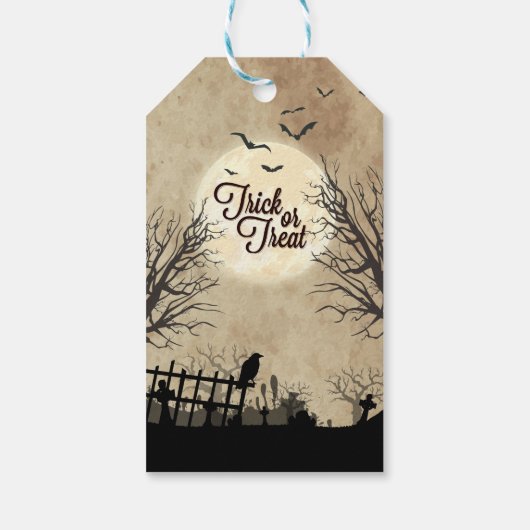 Spooky Haunted House Costume Night Sky Halloween Cadeaulabel (Achterkant)