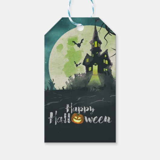 Spooky Haunted House Costume Night Sky Halloween Cadeaulabel (Voorkant)