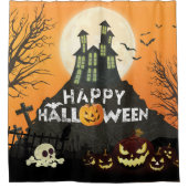 Spooky Haunted House Costume Night Sky Halloween Douchegordijn (Voorkant)
