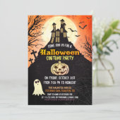 Spooky Haunted House Costume Night Sky Halloween Kaart (Staand voorkant)