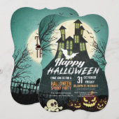 Spooky Haunted House Costume Night Sky Halloween Kaart (Voorkant / Achterkant)