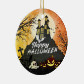 Spooky Haunted House Costume Night Sky Halloween Keramisch Ornament (Rechts)