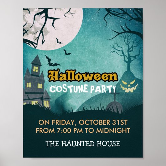Spooky Haunted House Costume Night Sky Halloween Poster (Voorkant)