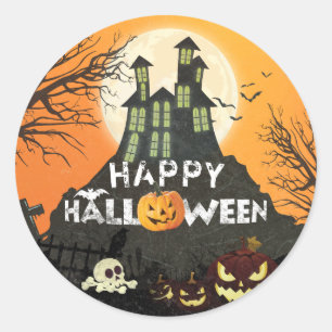 Spooky Haunted House Costume Night Sky Halloween Ronde Sticker