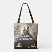 Spooky Haunted House Costume Night Sky Halloween Tote Bag (Achterkant)