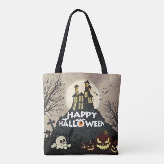 Spooky Haunted House Costume Night Sky Halloween Tote Bag (Achterkant)