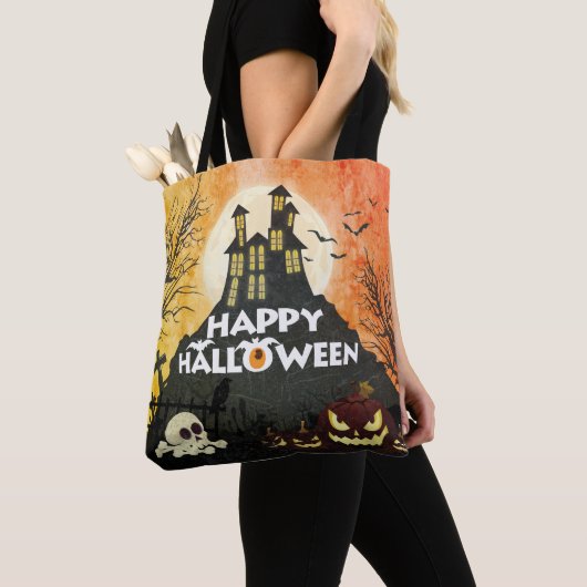 Spooky Haunted House Costume Night Sky Halloween Tote Bag (Dichtbij)