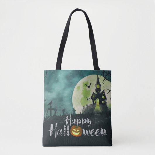 Spooky Haunted House Costume Night Sky Halloween Tote Bag (Voorkant)
