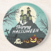 Spooky Haunted House Costume Night Sky Halloween Zandsteen Onderzetter (Voorkant)