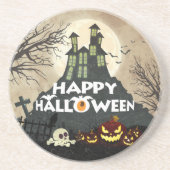 Spooky Haunted House Costume Night Sky Halloween Zandsteen Onderzetter (Voorkant)