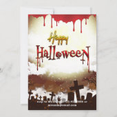 Spooky Haunted House en Pumpkins Halloween Party Kaart (Achterkant)