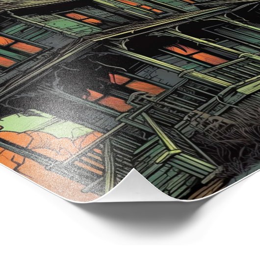 Spooky Haunted House Foto Afdruk (Hoek)