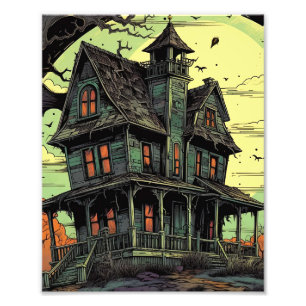 Spooky Haunted House Foto Afdruk