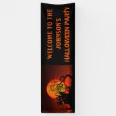 Spooky Haunted House & Full Moon Halloween Party Spandoek (Verticaal)