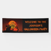 Spooky Haunted House & Full Moon Halloween Party Spandoek (Horizontaal)