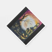 Spooky haunted house gepersonaliseerd servet (Hoek)