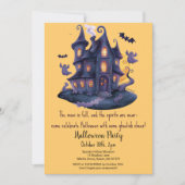 Spooky Haunted House Ghosts Bats Halloween Party Kaart (Voorkant)