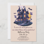 Spooky Haunted House Ghosts Bats Halloween Party Kaart (Voorkant)