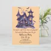 Spooky Haunted House Ghosts Bats Halloween Party Kaart (Staand voorkant)
