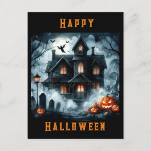 Spooky Haunted House Halloween AI-Briefkaart Briefkaart