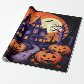 Spooky Haunted House Halloween Cadeaupapier (Uitgerold)