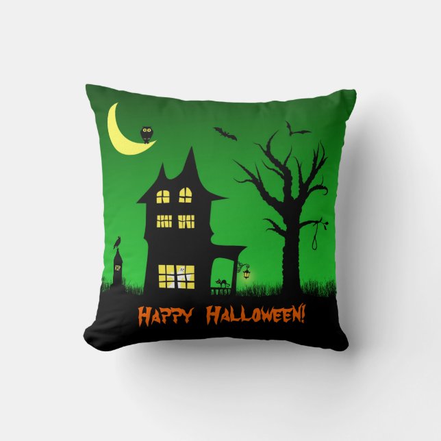 Spooky Haunted House Halloween Decorative Kussen (Voorkant)