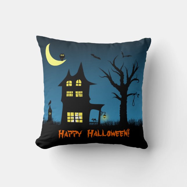 Spooky Haunted House Halloween Decorative Kussen (Voorkant)
