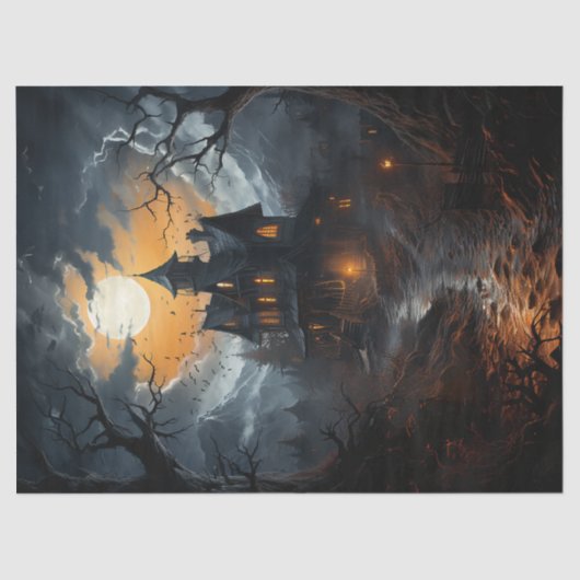 Spooky Haunted House Halloween Decoupage Tissuepapier (Voorkant)