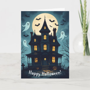 Spooky Haunted House Halloween Kaart