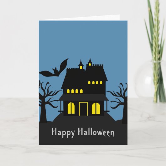 Spooky Haunted House Halloween Kaart (Voorkant)