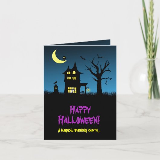 Spooky Haunted House Halloween Kaart (Voorkant)