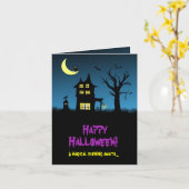 Spooky Haunted House Halloween Kaart (Gele Bloem)