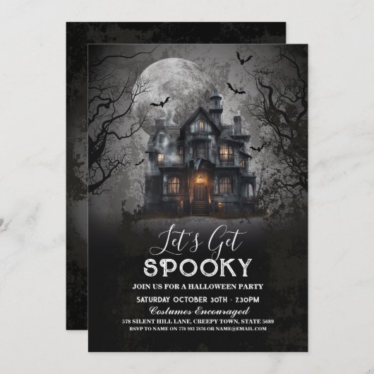 Spooky Haunted House Halloween Kaart (Voorkant / Achterkant)