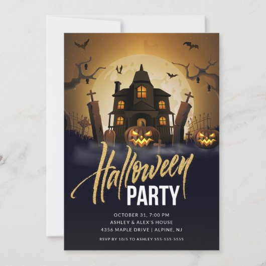 Spooky Haunted House Halloween Kaart (Voorkant)