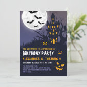 Spooky Haunted House Halloween Kids Birthday Party Kaart (Staand voorkant)