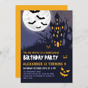 Spooky Haunted House Halloween Kids Birthday Party Kaart
