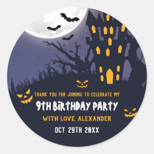 Spooky Haunted House Halloween Kids Birthday Party Ronde Sticker