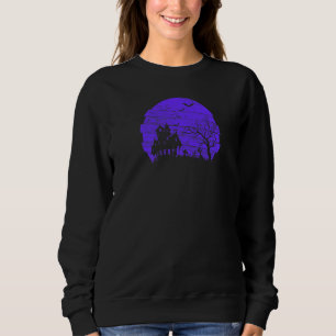 Spooky Haunted House Halloween Moon Dead Tree Bats Trui