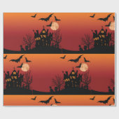 Spooky Haunted House Halloween Night Cadeaupapier (Vlak)
