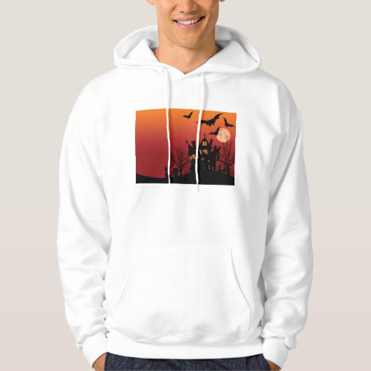 Spooky Haunted House Halloween Night Hoodie (Voorkant)