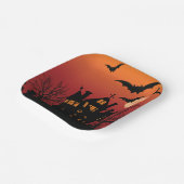Spooky Haunted House Halloween Night Papieren Bordje (Gebogen)