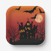 Spooky Haunted House Halloween Night Papieren Bordje (Voorkant)