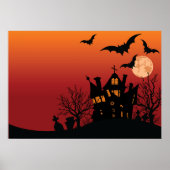Spooky Haunted House Halloween Night Poster (Voorkant)