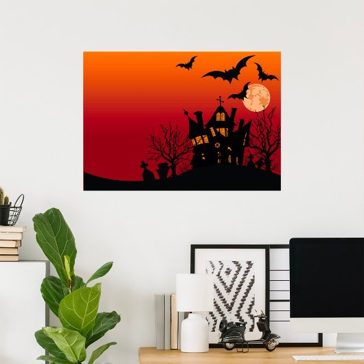 Spooky Haunted House Halloween Night Poster