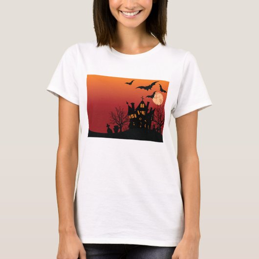 Spooky Haunted House Halloween Night T-shirt (Voorkant)