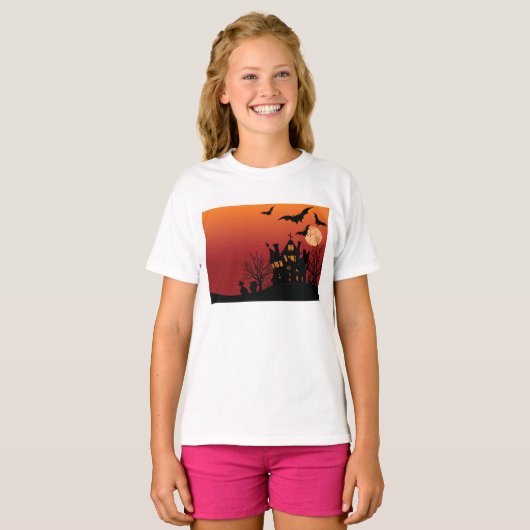 Spooky Haunted House Halloween Night T-shirt (Voorkant volledig)