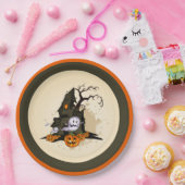 Spooky Haunted House Halloween Papieren Bordje (Feest)